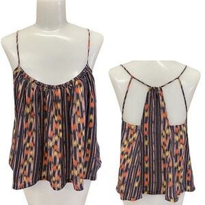 Ecote Boho Ikat Print Festival‎ Silk Cami Tank Top Babydoll Swing Womens Small